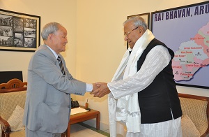 The Governor of Arunachal Pradesh Shri PB Acharya with Speaker Shri. T.N  Thongdok  at Raj Bhavan Itanagar on 31st  January 2017.